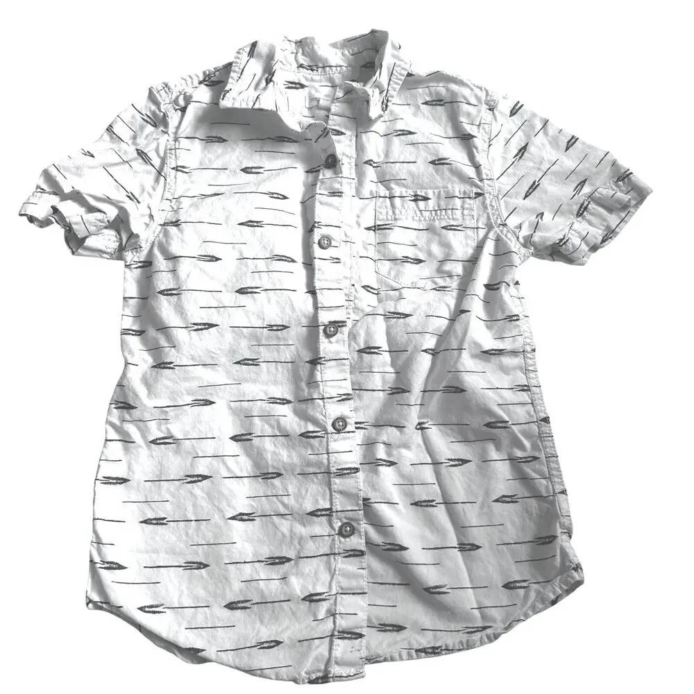 Tucker Tate Boys White Arrow Print Short Sleeve Shirt - S